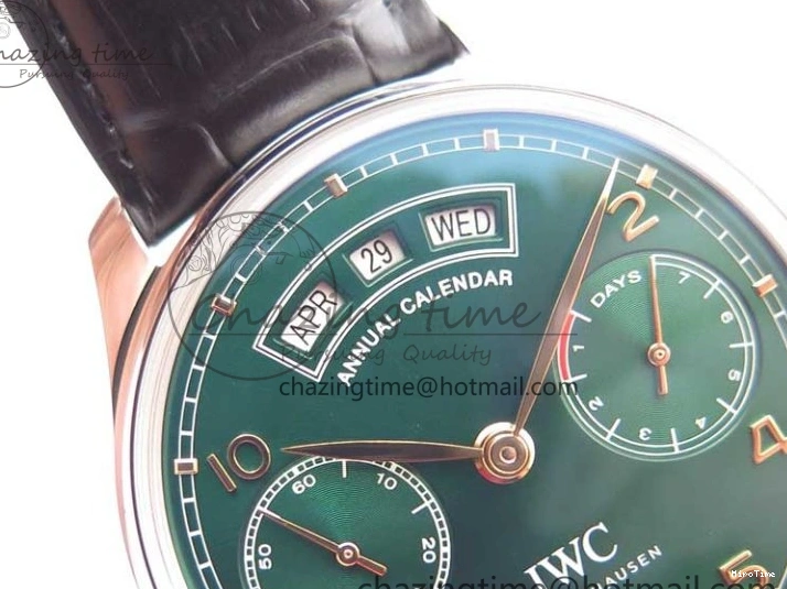 MIROTIME 0212 Portuguese Real PR Real Annual Calendar IW503510 ZF 1:1 Best Edition Green Dial on Black Leather Strap A QuickDry 7097